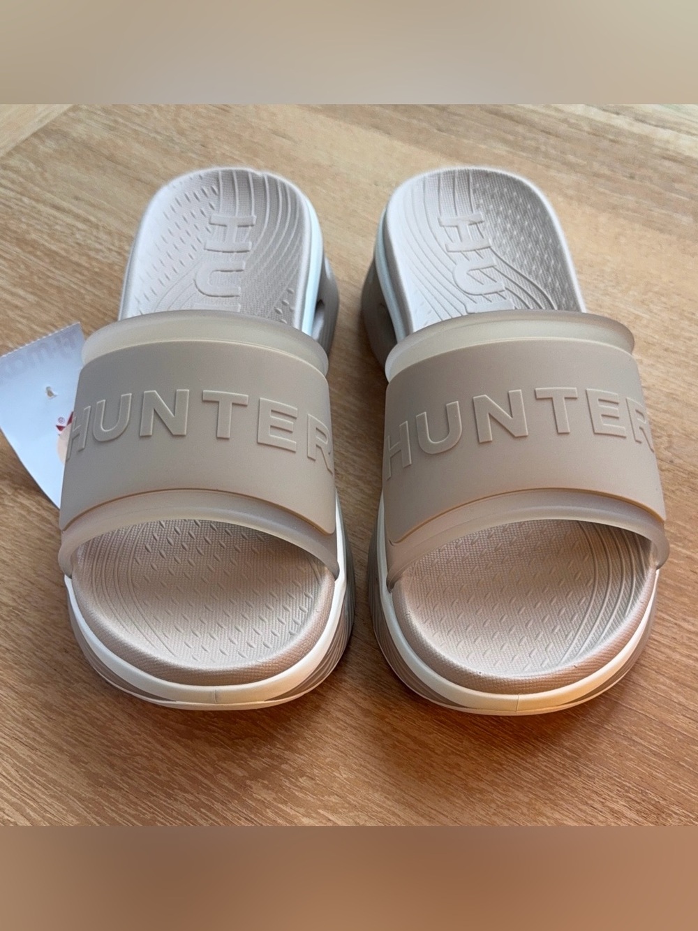 NWT Hunter Womens Slide Sandals in Soft Beige NWT